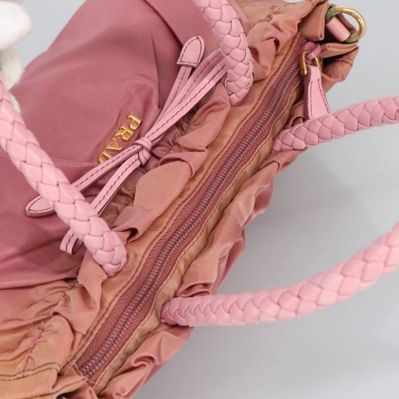 PRADA Hand Bag Nylon 2way Pink Gold Auth 100093 - Picture 6 of 16